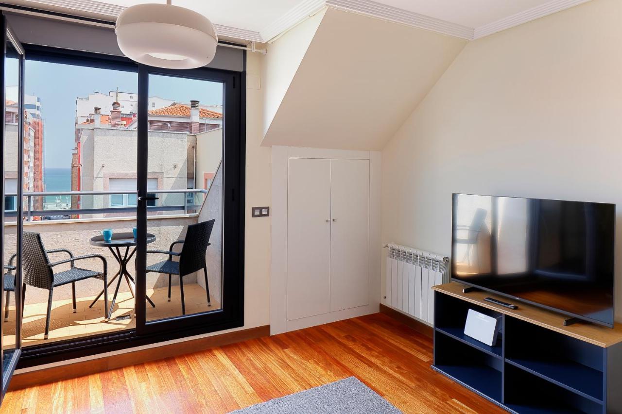 Atico Con Terraza, Vistas Al Mar Y Parking En Playa De S Lorenzo Gijón Exteriör bild